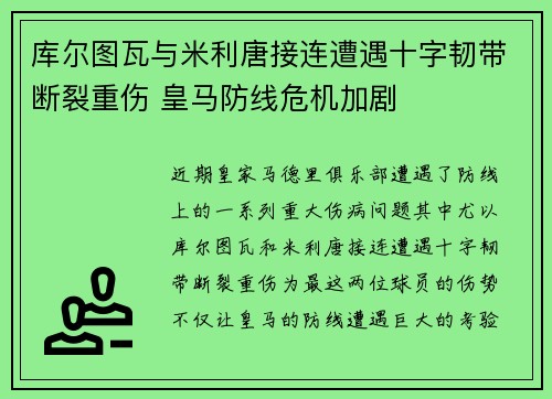 库尔图瓦与米利唐接连遭遇十字韧带断裂重伤 皇马防线危机加剧